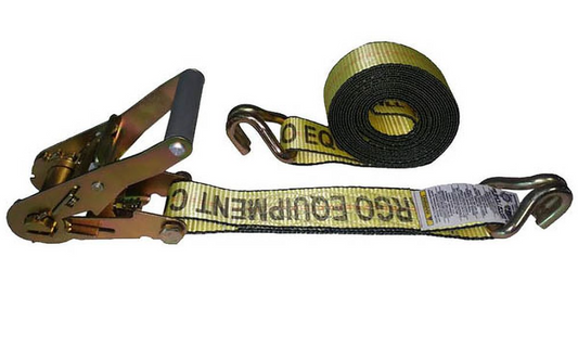 2" x 27' Ratchet Strap with Wire Hooks - Yellow